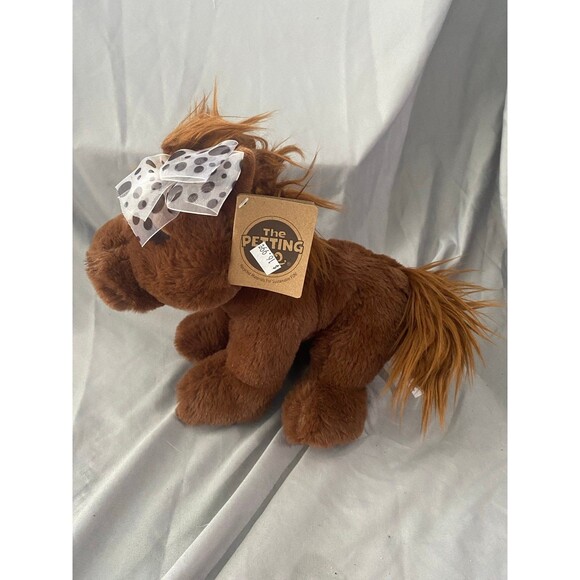 Vintage THE PETTING ZOO Brown Horse Pony 9" Plush Toy Stuffed Animal W Bow NWT - Picture 1 of 11